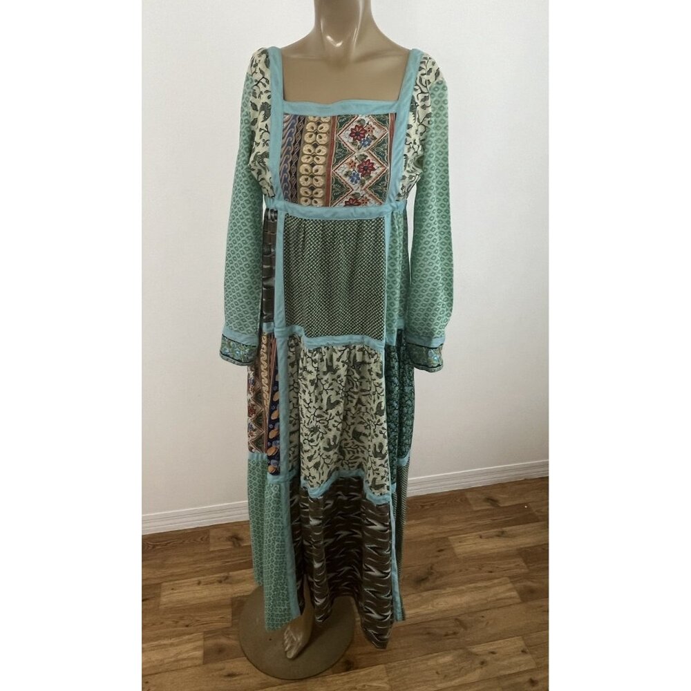 Glen of Michigan Polished Cotton Patchwork Print Dress Boho Hippie
